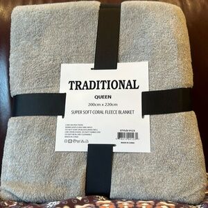 Super Soft Coral Fleece Queen Blanket Dusty Gray